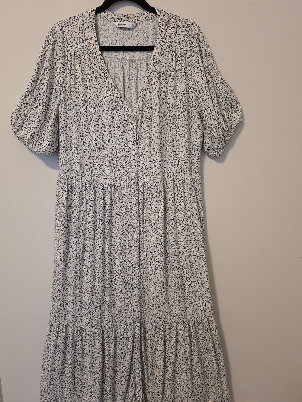 Baby Doll TIered Linen Blend  Maxi Dress Pockets